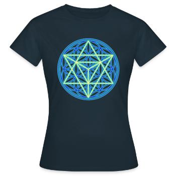 Heilige Geometrie - Frauen T-Shirt - Navy - Vorne - AI Model Female 172 dark (172cm)