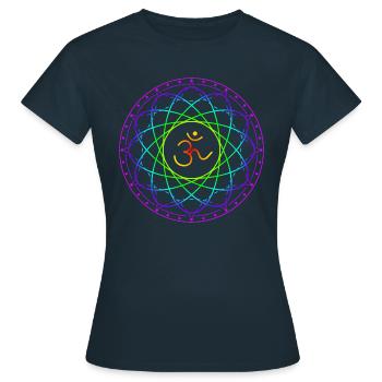 Heilige Geometrie mit Om Symbol - Frauen T-Shirt - Navy - Vorne - AI Model Female 172 dark (172cm)