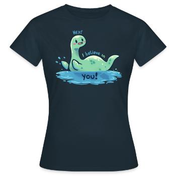 Nessie glaubt an dich - Frauen T-Shirt - Navy - Vorne - AI Model Female 172 dark (172cm)