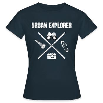 Urban Explorer lost places Urbexing caches - Women's T-Shirt - navy - Front - AI Model Female 172 dark (172cm)
