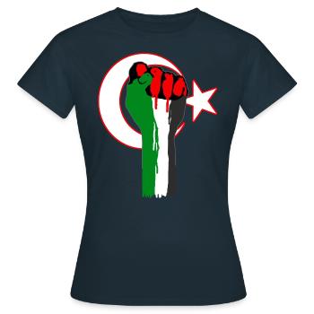 Poing de Palestina - Turquie, drapeau, aide, Gaza - T-shirt Femme - marine - Devant - AI Model Female 172 dark (172cm)