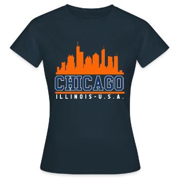 Chicago Illinois Skyline - T-shirt Femme - marine - Devant - AI Model Female 172 dark (172cm)