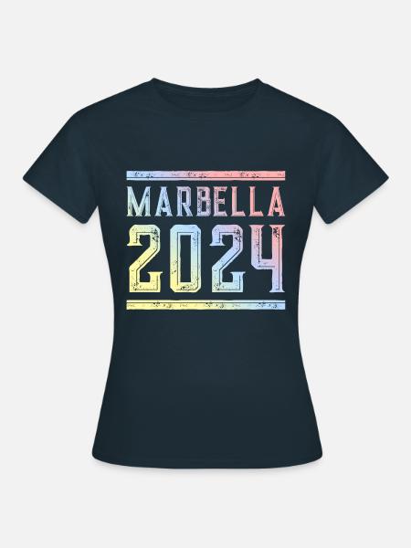 Marbella 2024 Bunt - Frauen T-Shirt - Navy
