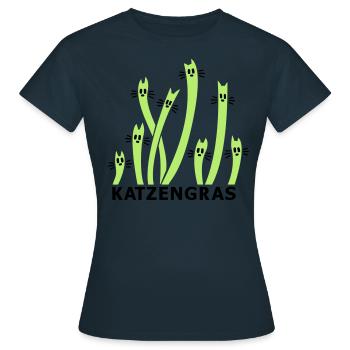 Cat Grass 2 - Women's T-Shirt - navy - Front - AI Model Female 172 dark (172cm)