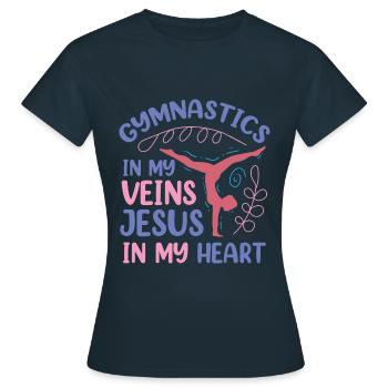 Gymnastique Jésus Gymnaste - T-shirt Femme - marine - Devant - AI Model Female 172 dark (172cm)