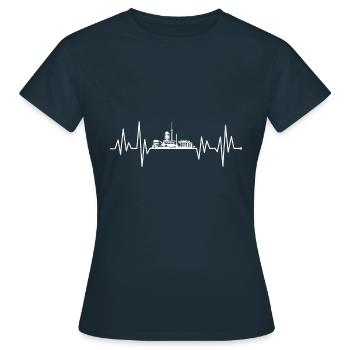 Stuttgart Skyline Herzschlag - Frauen T-Shirt - Navy - Vorne - AI Model Female 172 dark (172cm)