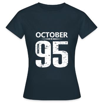 Oktober 1995 Trikotnummer - Frauen T-Shirt - Navy - Vorne - AI Model Female 172 dark (172cm)