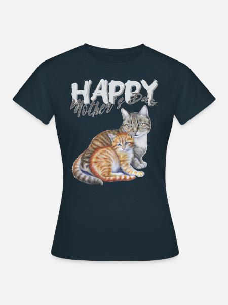Mother's Day mom and baby cats - Women's T-Shirt - navy