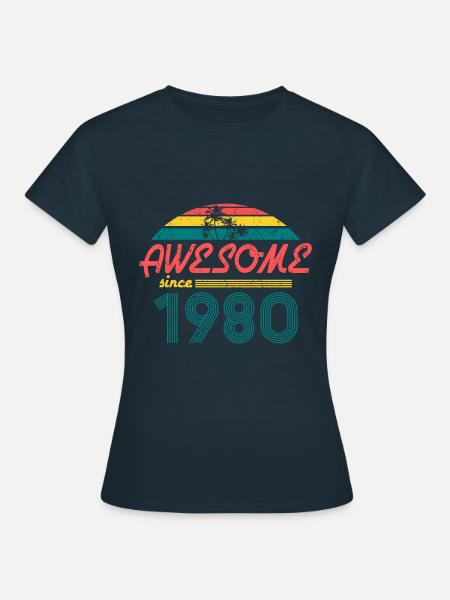 Jahrgang 1980- 40. Geburtstag Geschenk - Frauen T-Shirt - Navy