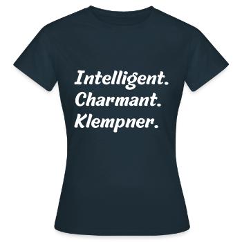 Intelligent. Charmant. Klempner - Frauen T-Shirt - Navy - Vorne - AI Model Female 172 dark (172cm)