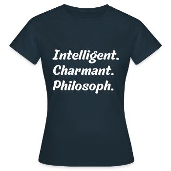 Intelligent. Charmant. Philosoph - Frauen T-Shirt - Navy - Vorne - AI Model Female 172 dark (172cm)