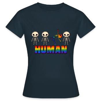 Human gay pride Regenbogen - Frauen T-Shirt - Navy - Vorne - AI Model Female 172 dark (172cm)