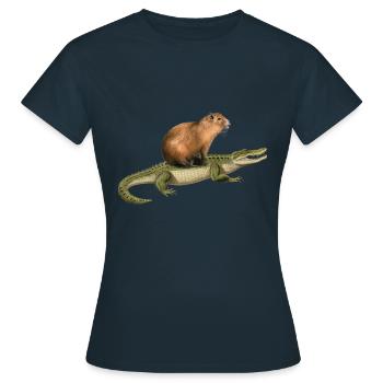 Capybara Alligator - Frauen T-Shirt - Navy - Vorne - AI Model Female 172 dark (172cm)