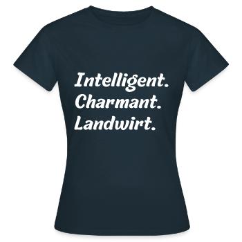 Intelligent. Charmant. Landwirt - Frauen T-Shirt - Navy - Vorne - AI Model Female 172 dark (172cm)