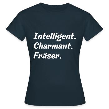 Intelligent. Charmant. Fräser - Frauen T-Shirt - Navy - Vorne - AI Model Female 172 dark (172cm)