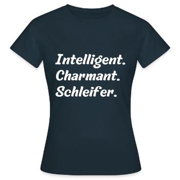 Intelligent. Charmant. Schleifer - Frauen T-Shirt - Navy - Vorne - AI Model Female 172 dark (172cm)