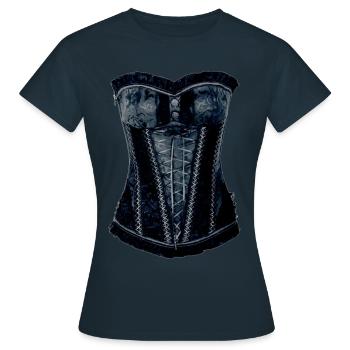 corsage,leather corsage,leather,woman,black - Women's T-Shirt - navy - Front - AI Model Female 172 dark (172cm)