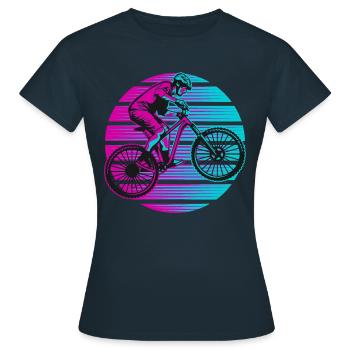 Fahrrad Mountainbike Radsport - Frauen T-Shirt - Navy - Vorne - AI Model Female 172 dark (172cm)