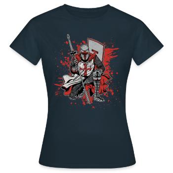 Croisés Templiers Deus Vult Templiers Templiers - T-shirt Femme - marine - Devant - AI Model Female 172 dark (172cm)