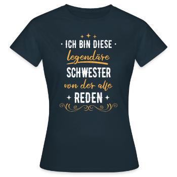 Schwester Schwestern Geschwister Familie Spruch - Frauen T-Shirt - Navy - Vorne - AI Model Female 172 dark (172cm)