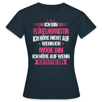Flügelhornistin Flügelhorn Horn Instrument Spruch - Frauen T-Shirt - Navy - Vorne - AI Model Female 172 dark (172cm)