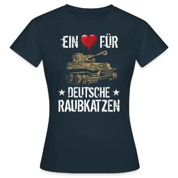 Panzer Tiger Kampfpanzer Weltkrieg Spruch - Frauen T-Shirt - Navy - Vorne - AI Model Female 172 dark (172cm)