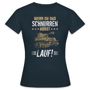 Panzer Tiger Kampfpanzer Weltkrieg Spruch - Frauen T-Shirt - Navy - Vorne - AI Model Female 172 dark (172cm)