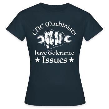 Problèmes de tolérance des mécaniciens du CNC - T-shirt Femme - marine - Devant - AI Model Female 172 dark (172cm)