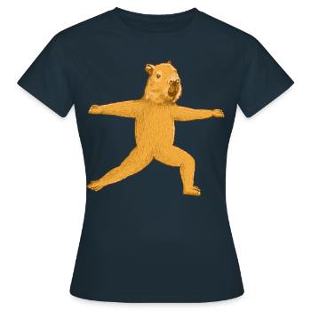 Exercice de yoga Capybara - T-shirt Femme - marine - Devant - AI Model Female 172 dark (172cm)