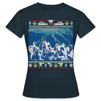 Ghostbusters Hauptcharaktere Weihnachtspulli - Frauen T-Shirt - Navy - Vorne - AI Model Female 172 dark (172cm)