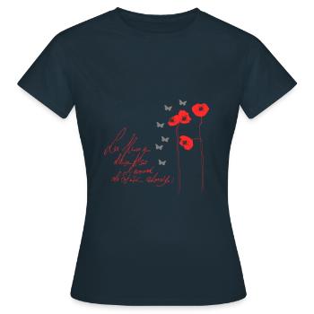 Mohnblumen Shirt, Geschenk,Geschenkidee, Geburt - Frauen T-Shirt - Navy - Vorne - AI Model Female 172 dark (172cm)