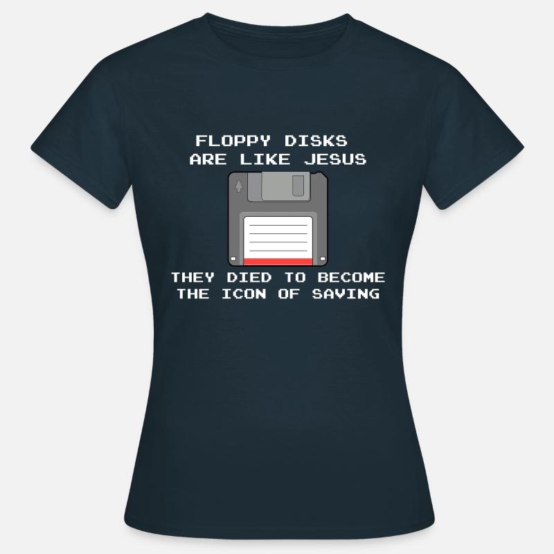 Nerd e computer professionisti - floppy disk, come Gesù - Maglietta da donna - navy