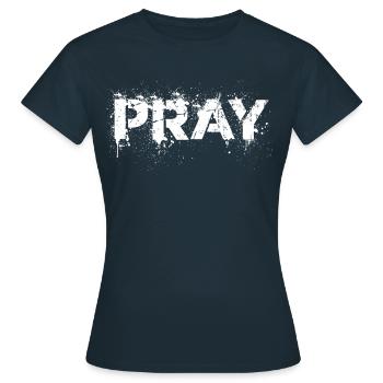 Pray distressed - Frauen T-Shirt - Navy - Vorne - AI Model Female 172 dark (172cm)