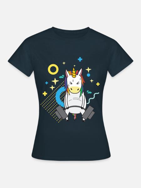 Einhorn Fitness Gym Sport Gewichtheben Geschenk - Frauen T-Shirt - Navy