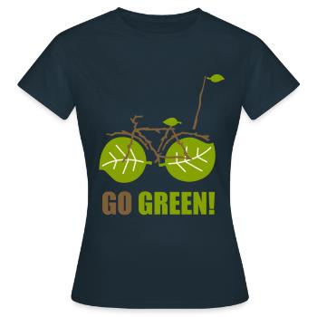 Fahrrad Umweltfreundlich E-Bike Natur Geschenk - Frauen T-Shirt - Navy - Vorne - AI Model Female 172 dark (172cm)