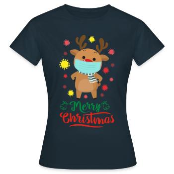 Rentier Elch Mundschutz Weihnachten Geschenk - Frauen T-Shirt - Navy - Vorne - AI Model Female 172 dark (172cm)