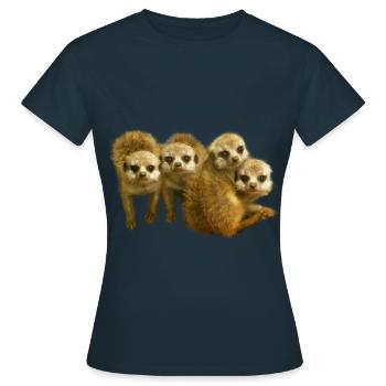 Lustiges Erdmännchen Junges Meerkat Geschenk - Frauen T-Shirt - Navy - Vorne - AI Model Female 172 dark (172cm)