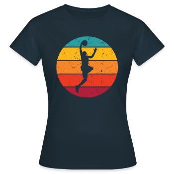 Für Basketball Spieler oder Korbball Slamdunk - Frauen T-Shirt - Navy - Vorne - AI Model Female 172 dark (172cm)