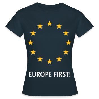 L’Europe d’abord ! L’Europe d’abord ! (2C) - T-shirt Femme - marine - Devant - AI Model Female 172 dark (172cm)