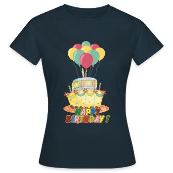 Gâteau d'anniversaire - T-shirt Femme - marine - Devant - AI Model Female 172 dark (172cm)