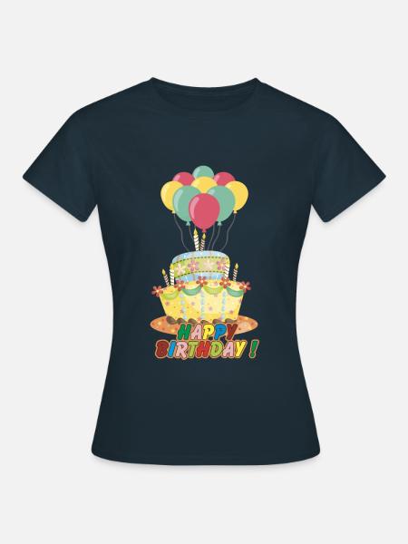 Happy Birthday Cake - Frauen T-Shirt - Navy