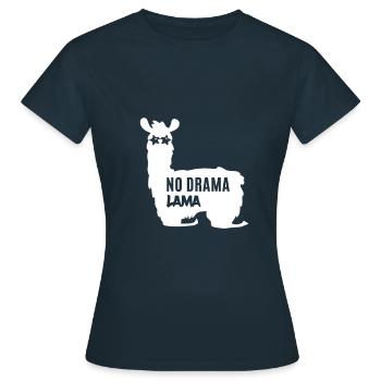 Lama - Lama / NO DRAMA LAMA - T-shirt Femme - marine - Devant - AI Model Female 172 dark (172cm)
