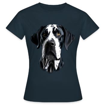 Dogge - Great Dane - Women's T-Shirt - navy - Front - AI Model Female 172 dark (172cm)