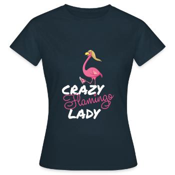 Crazy Flamingo Lady T-Shirt for women - Women's T-Shirt - navy - Front - AI Model Female 172 dark (172cm)