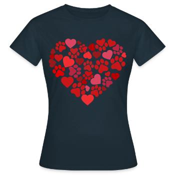 Pattes et cœurs de chien Saint-Valentin - T-shirt Femme - marine - Devant - AI Model Female 172 dark (172cm)