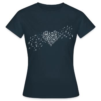 Herz Musiknoten Ich liebe Musik - Frauen T-Shirt - Navy - Vorne - AI Model Female 172 dark (172cm)