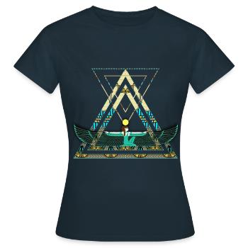 Geometrische Göttin Isis - Frauen T-Shirt - Navy - Vorne - AI Model Female 172 dark (172cm)