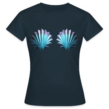 Meerjungfrau, Muschel, Bikini, BH, Karneval Kostüm - Frauen T-Shirt - Navy - Vorne - AI Model Female 172 dark (172cm)