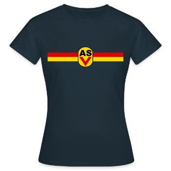 ASV - DDR - Armeesportverein - NVA - Ostalgie - Frauen T-Shirt - Navy - Vorne - AI Model Female 172 dark (172cm)