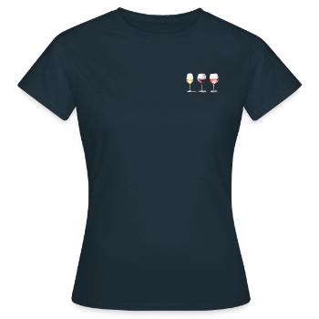 Rotwein - Weißwein - Rosé - Frauen T-Shirt - Navy - Vorne - AI Model Female 172 dark (172cm)